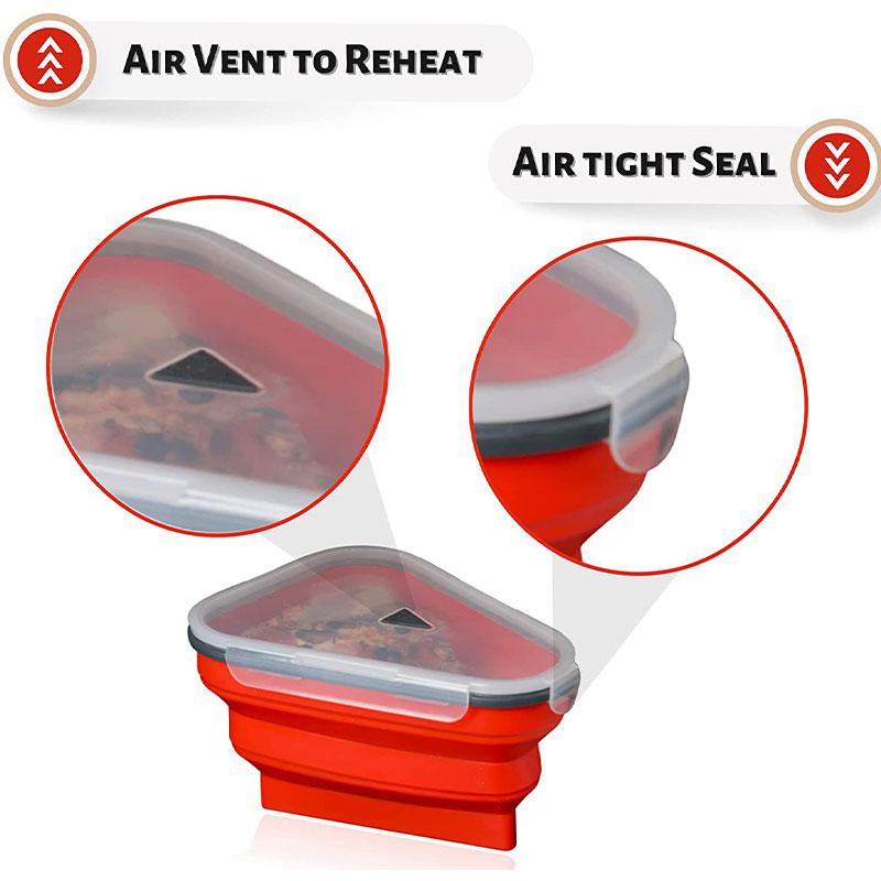 Baby Food Grade Silicone Folding Pizza Box Reusable Triangle Pizza Packing Box Take Away Box Silicone Children Food Storage Box