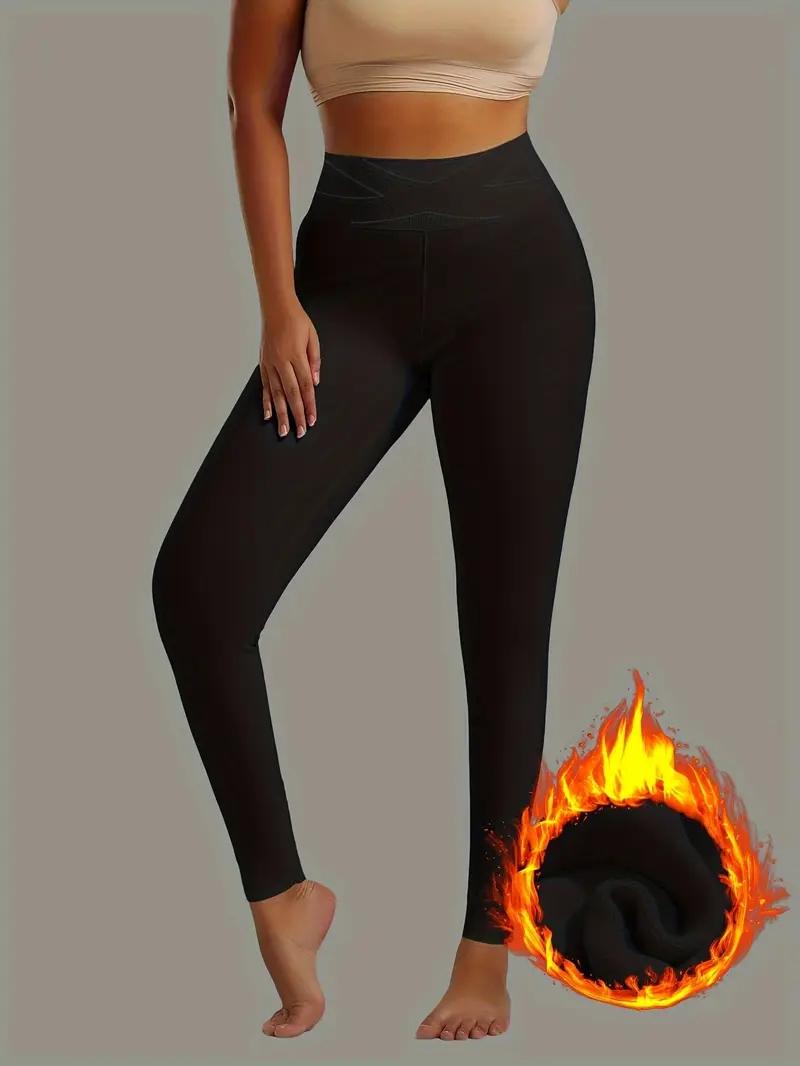 

Зимние Термальные Теплые Брюки Леггинсы с Высокой Посадкой и Эффектом Похудения для Женщин Теплые Колготки Высокоэластичные Женские Теплые Леггинсы M чёрный