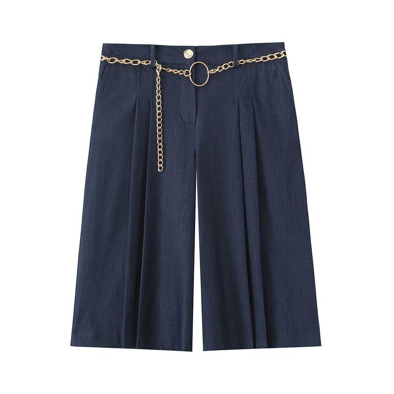 Kaslead New Women Clothes Western Style With Chain Belt Long Casual Shorts 8300995