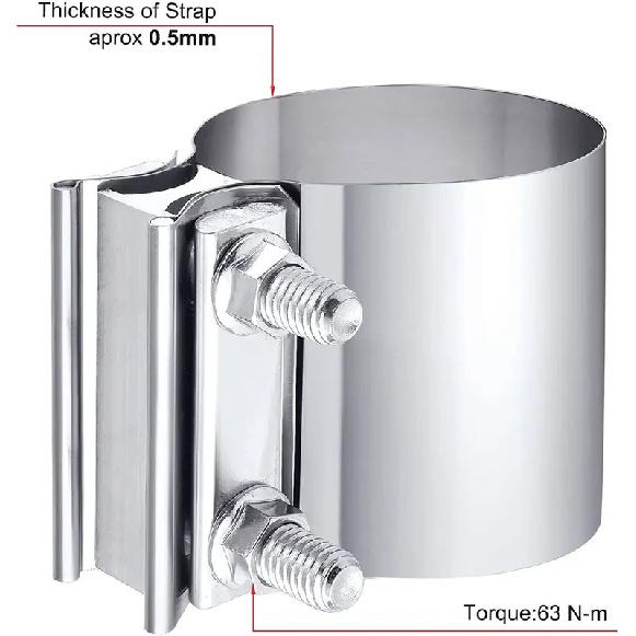 4/8pcs 3 Inch Butt Joint Exhaust Band Clamp Muffler Sleeve Coupler Stainless Steel