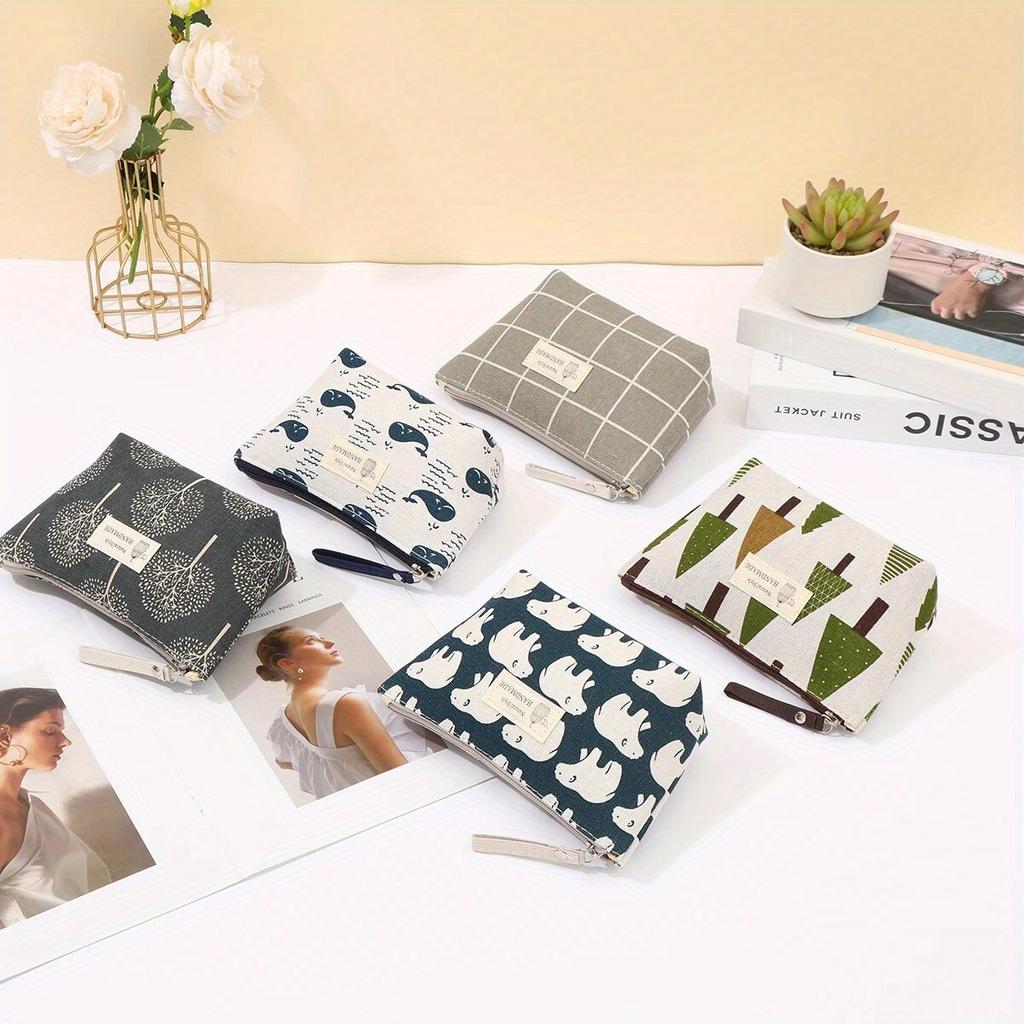 New Cosmetic Bags Zipper Opening Key Card Holder Cartoon Student Pencil Case Coin Purse Ladies Hand Portable Storage Bag