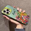 Colorful Flowers Big Eyes Phone Case For iPhone 11 12 13 14 15 Pro Max Plus Mini XR XS X 7 8 Plus SE2 Shockproof Plating Cover