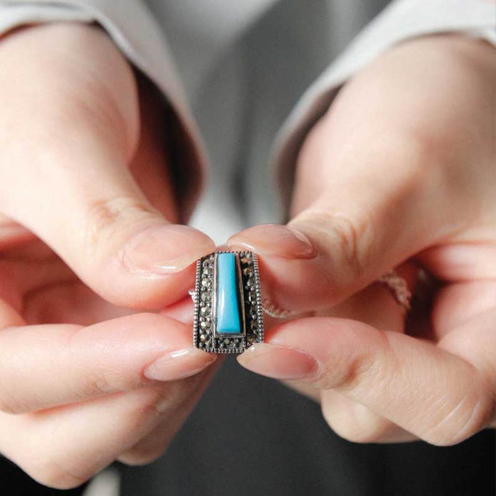 Bydaisy Turquoise Volume Pendant Gemstone Silver Necklace Bn0556