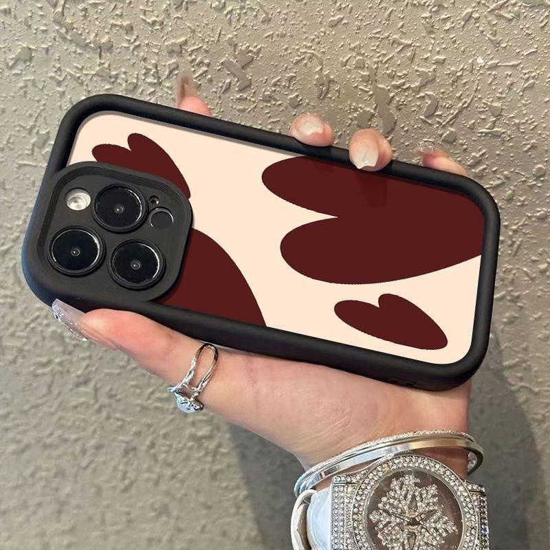 A Brown Heart-Shaped Pattern Phone Case For Samsung Galaxy S26 S25 Ultra S24 FE S23 S22 S21 Plus A17 A37 A57 A56 A55 A54 Cover