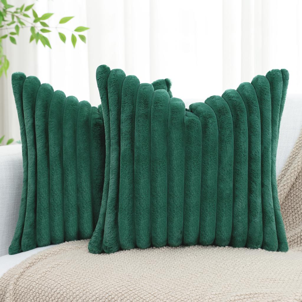 HAPIHAPPY New Faux Fur Throw Pillow Covers Winter Pillow Cover 18X18 Set of 2 Soft Plush Goose Down Pillowcase Fuzzy Home Pillow