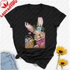 Happy Easter Tshirt Bunny With Floral Crown Egg Basket Graphic Artistic Aesthetic Breathable Casual Festive Outfits For Spring