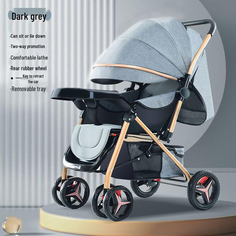 Lightweight Reversible Stroller with Dining Tray - Four-Wheel, Folding, for Infants and Toddlers