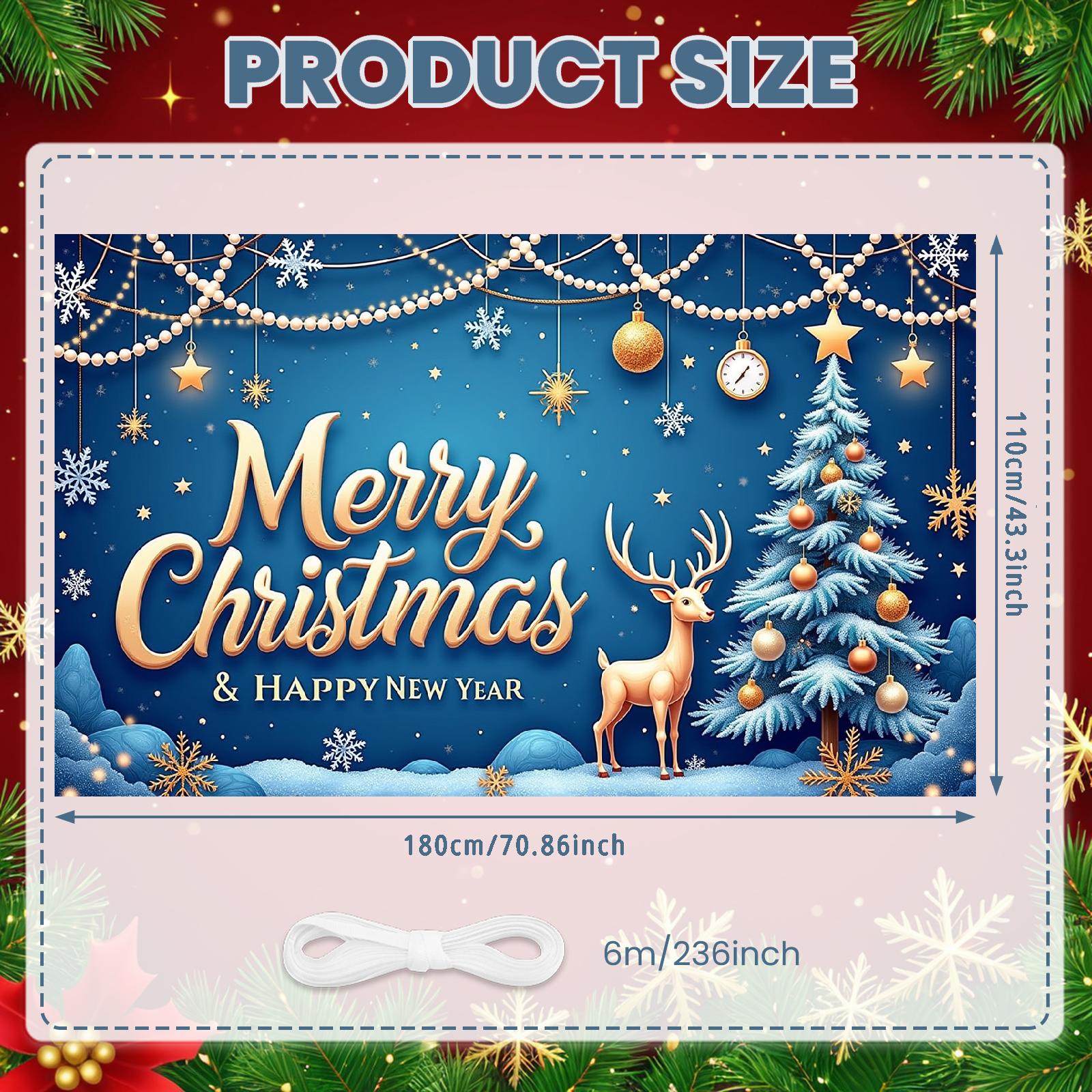 

Christmas Party Sign Christmas Deer Holiday Decor Festive Backdrop Blue Background Seasonal Decoration For Seasonal Party Home