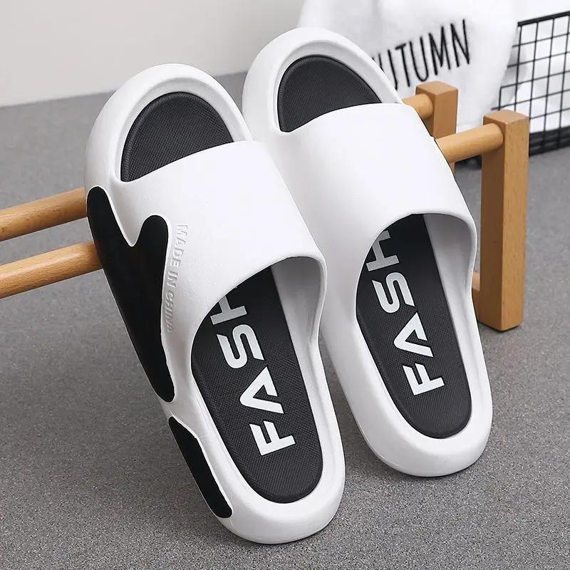 FashionMen's Shoe House Slip-resistant Slides Walk Around Home Indoor Flat Fun 2024 Fashion Male Slipper Original Casual Summer Sale