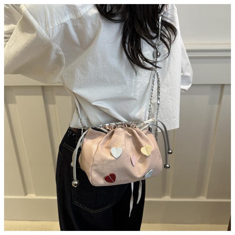 Faux Leather Bucket Bag for Women, Trendy Shell Shaped Shoulder Purse, Cute Love Lock Clutch Crossbody Bag