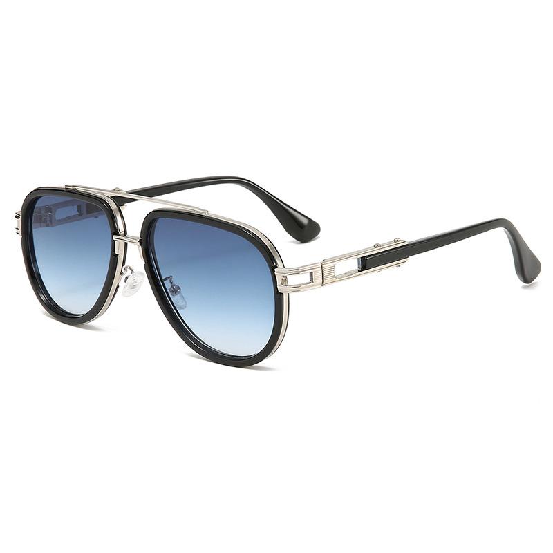 Double Bridge Metal Sunglasses with UV400 Protection Fashionable PC Lens for Unisex Outdoor Activities