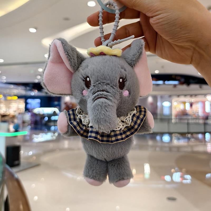 Cute Long Trunk Elephant Pendant Plush Stuffed Toy Doll Bag Pendant Keychain Cloth Jewelry Accessory Keyring Gift Decoration
