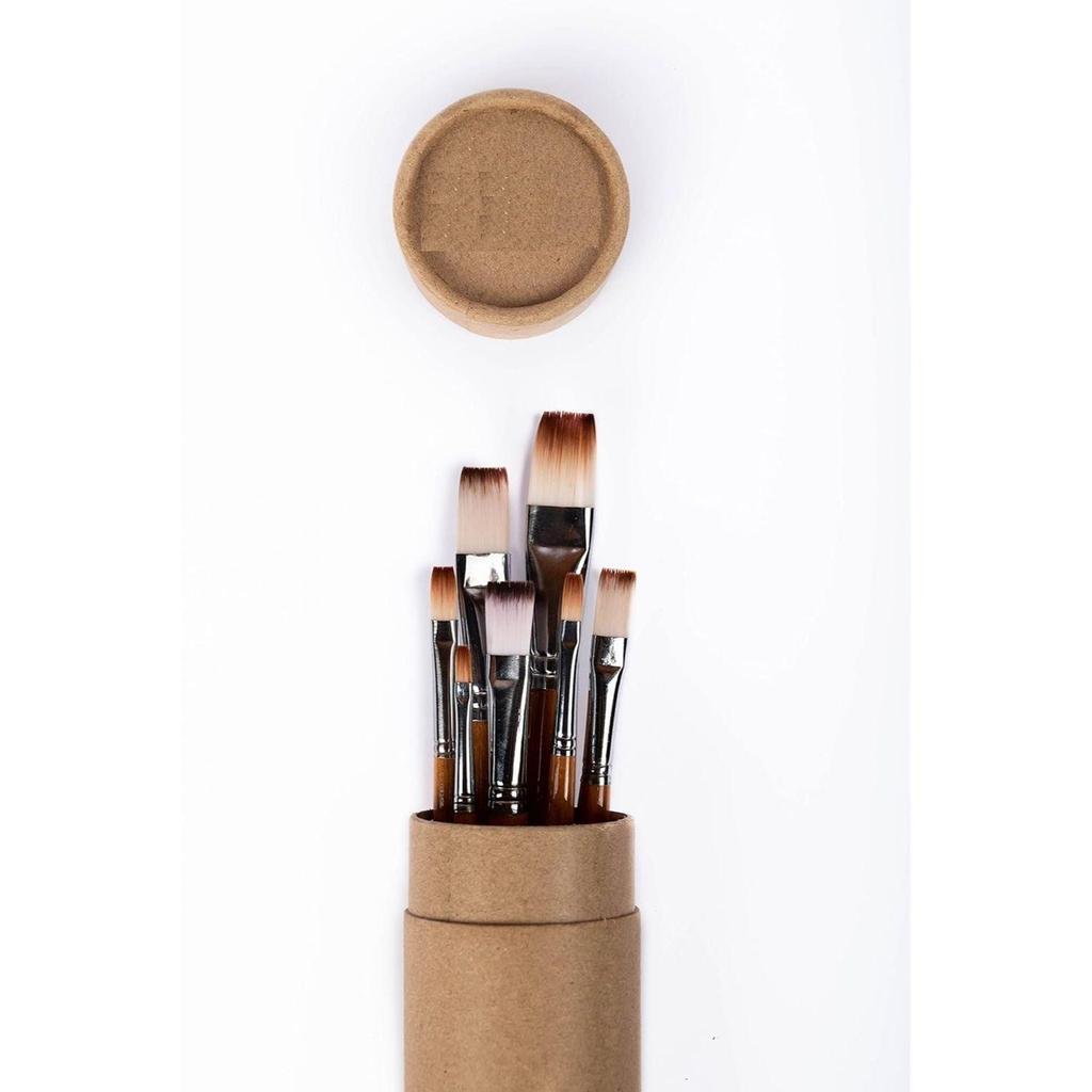 Flat Paint Brushes Set/Handmade Professional Artist Painting Brush Set for Acrylic, Watercolor, & Gouache Painting with Brush Holder - Cruelty-Free