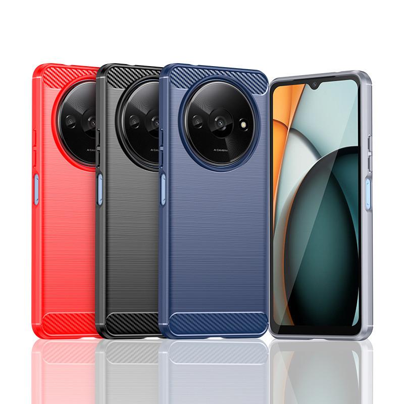 Redmi A3 Brushed Texture Carbon Fiber Mobile Phone Shell Protective Case