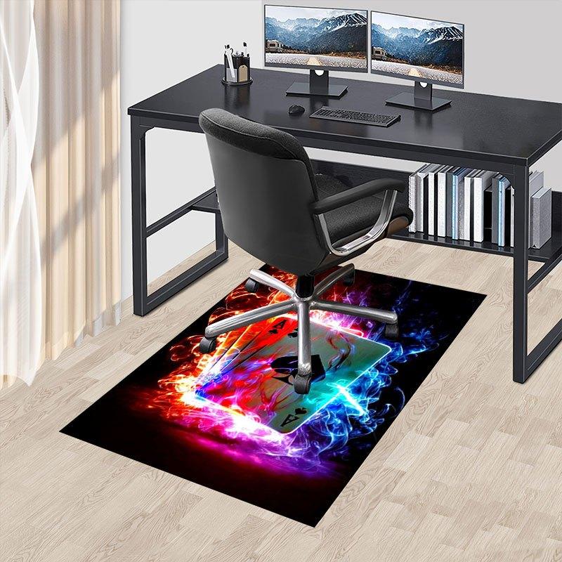 "Flaming Ace of Spades Playing Cards - Neon Poker Deck"Office Mat Home Decor Office Desk Chair Carpet for office ph80