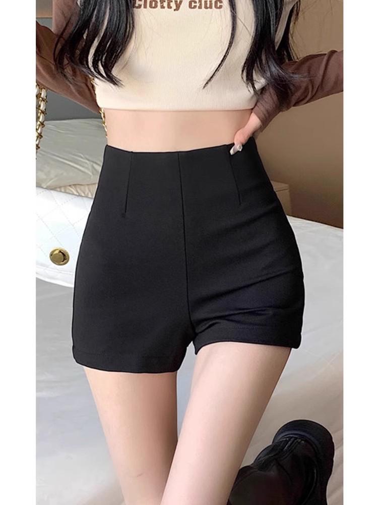 

Женские осенне-зимние 2024 черные шорты А-силуэта с высокой талией и облегающим кроем XS [Recommended for 70-80 jin]