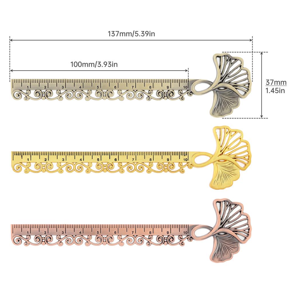 Elegantní klasické kovové záložky pravítko 4 barvy prémiové pro ženy učitele milovníky knih s funkcí měření