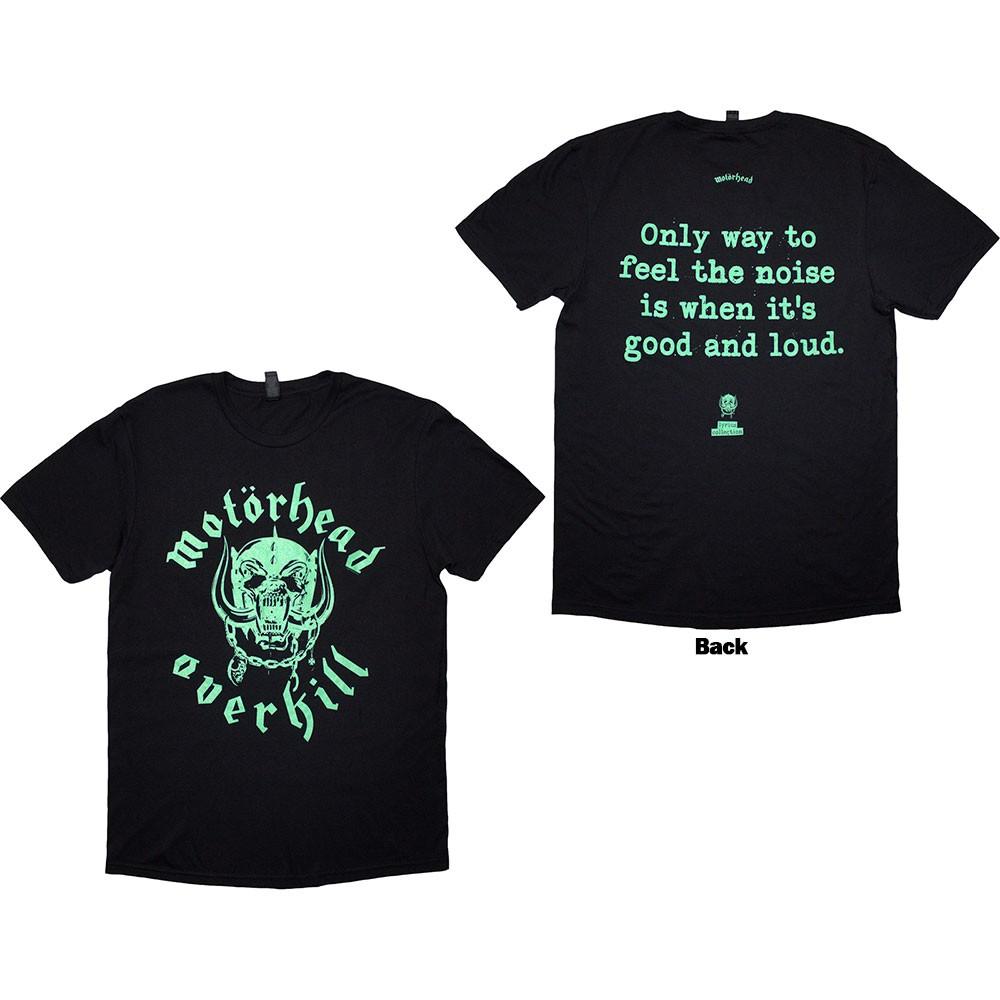 Motorhead Unisex Tshirt Overkill Lyric (Black) (Back Print) (Small) S