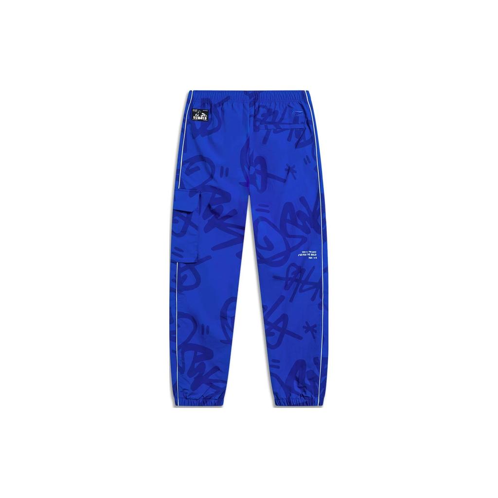 Li-Ning X Disney Oswald Series Logo Cartoon Print Reflective Loose Joggers Men Bottoms Bright-Blue AYKT305-4