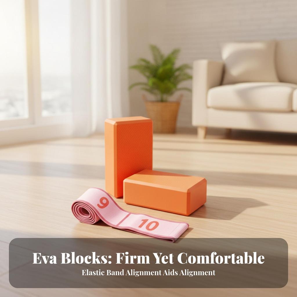 Pilates Blocks and Strap Set Non-Slip Brick Numbered for Beginners