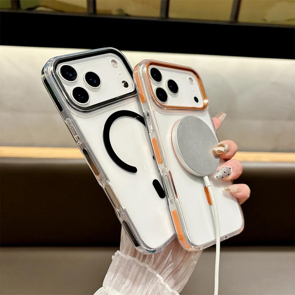 Magnetic Phone Case for Magsafe for Apple  IPhone 17 Air 16e 16 15 14 Plus 13 12 11 Pro Max Clear PC + TPU Protective Cover