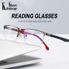 Business Retro Reading Glasses Men Women Metal Square Half Frame Computer Blue Light Blocking Lens Presbyopic Eyeglasses