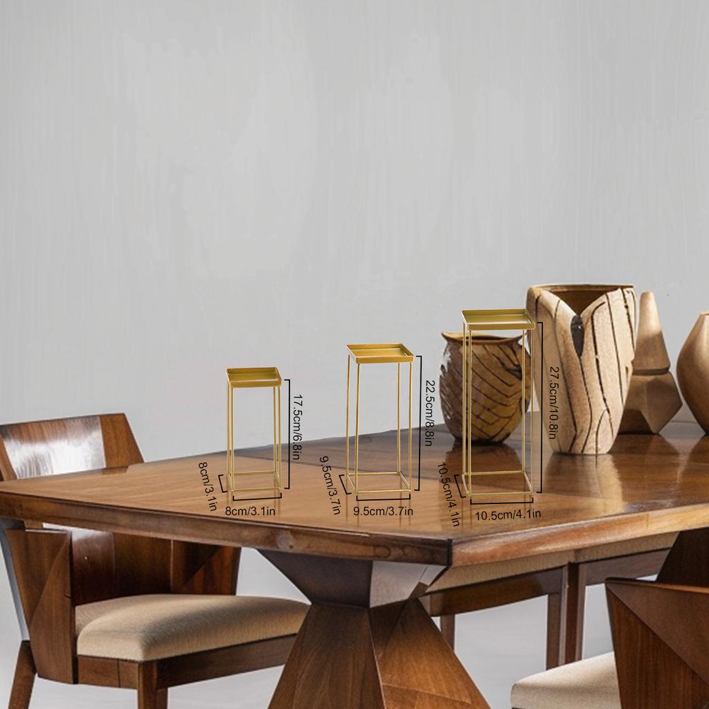 Leeseph Mini Serving Tray Set of 3 Cupcake Stand Metal Riser Racks/Food Display Stands Rectangle Serving Platter Metal Tray