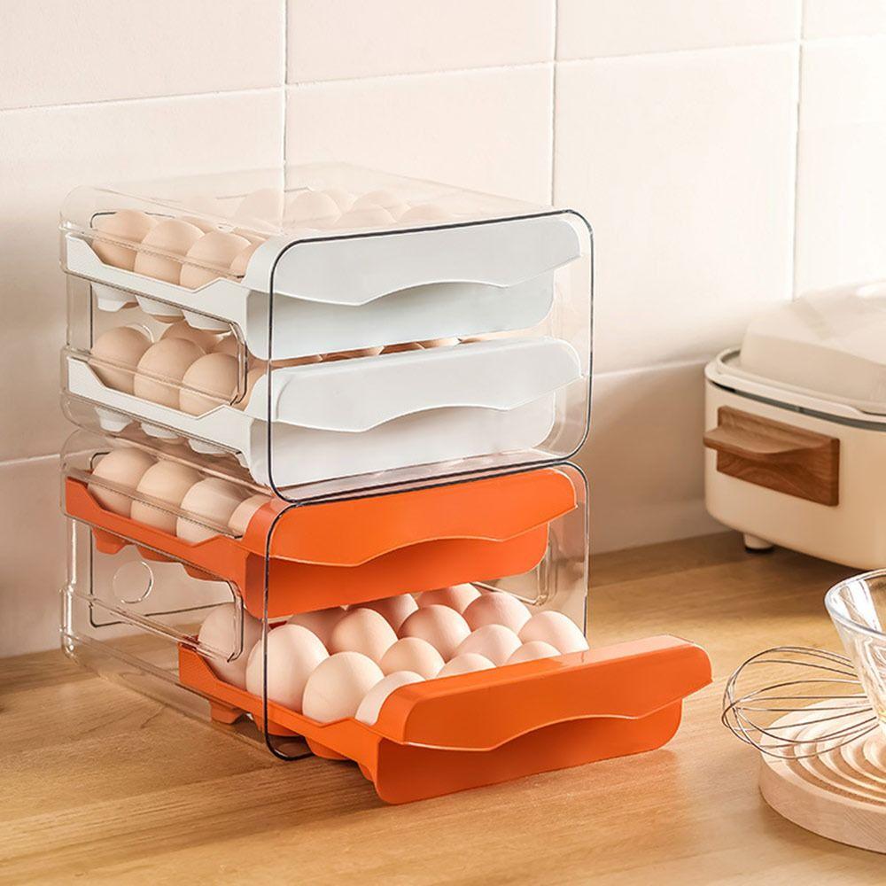 Sliding Drawer Egg Holder Transparent Fridge Egg Organizer Fresh Keeping Egg Container