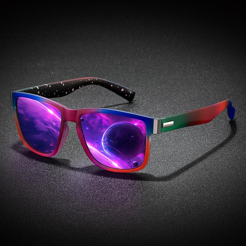 Unisex Square Fashion Glasses With Gradient Color Transition (Green To Pink) - Lightweight Durable Frame For Fashion Eyewear