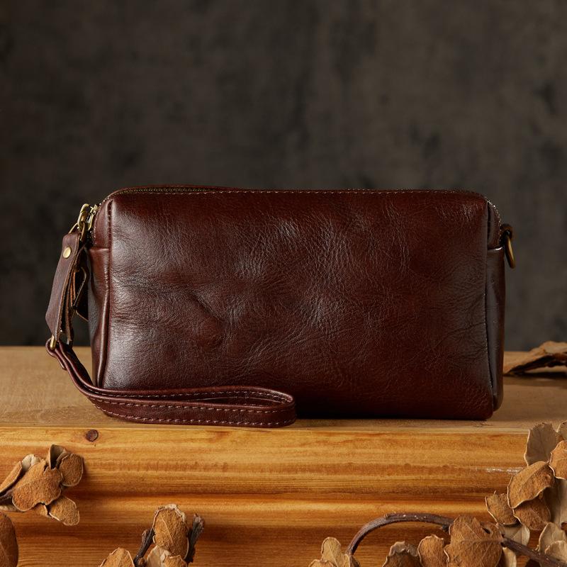 

2026 Genuine Leather Handbag Men Casual Fashionable Single-shoulder Crossbody Multi-functional Mobile Phone Designer Luxury Bag 20x6x11cm