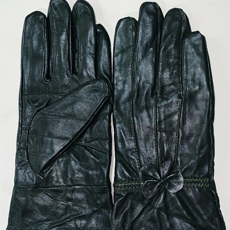 Damen Echtlederhandschuhe mit Schleifendetail - Elegante Rote, Marineblaue & Schwarze Reithandschuhe, Vollfingerwärme zum Autofahren & für Outdoor-Aktivitäten