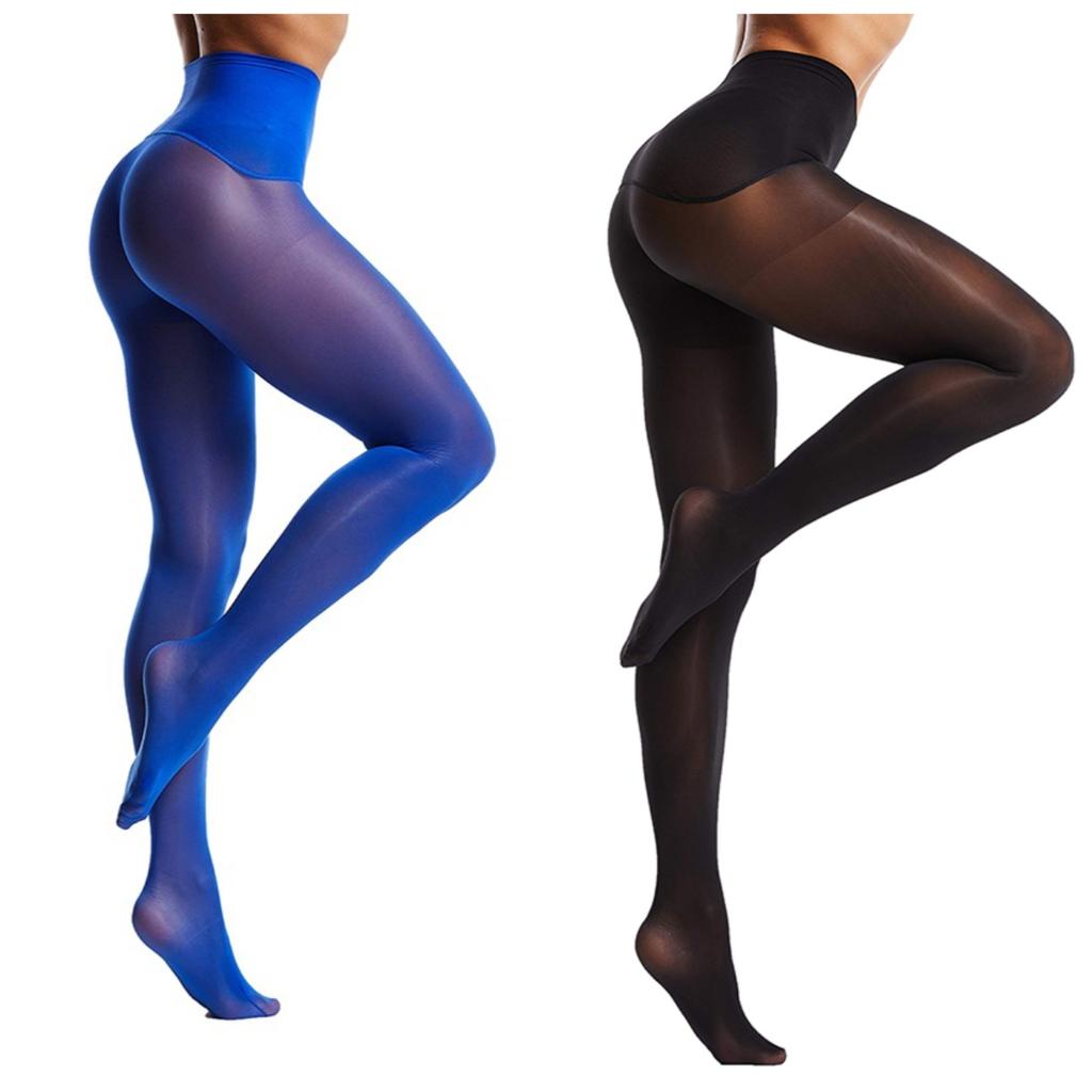 2 Paar Damen Feinstrumpfhosen Weiche Öl Glänzende Strümpfe Kontrollbund Strumpfhose Nahtloser Zwickel Strumpfhose Hohe Taille Glatte Strumpfhose
