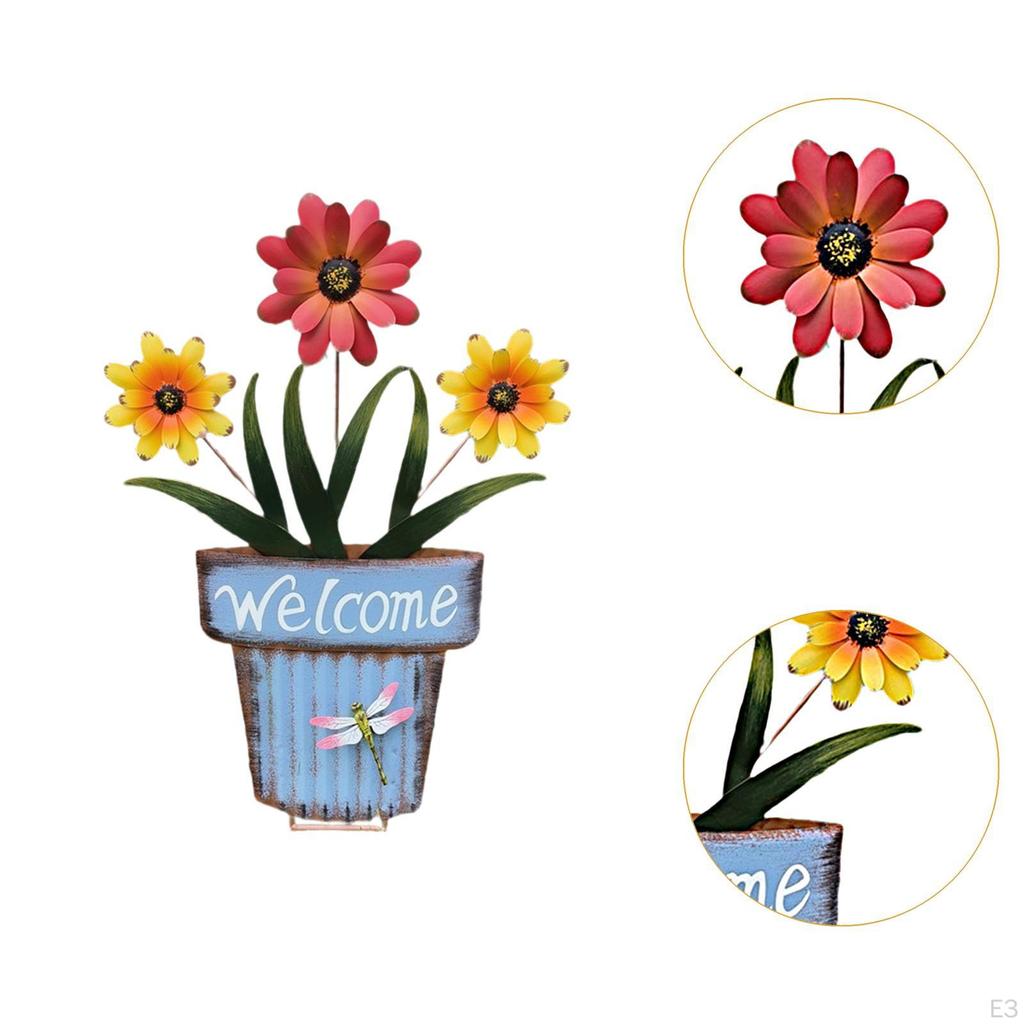 Flower Pot Garden Stake Decoration 2D Decor