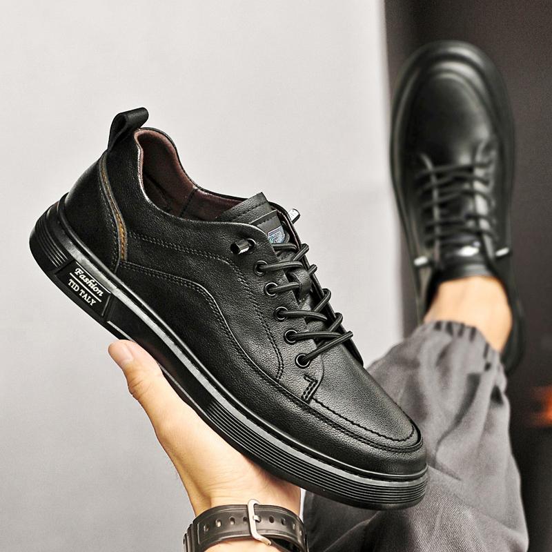 

Модная повседневная обувь для скейтбординга из натуральной кожи, для улицы, для вождения, высокого качества, мужская вулканизированная обувь, новая модная мужская обувь для тенниса, мужские кроссовки 45 чёрный