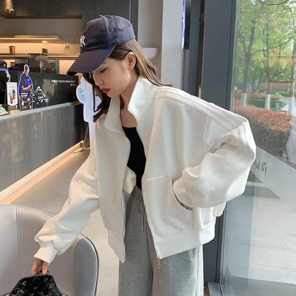 Women's Oversized Stand-Up Collar Baseball Jacket - Casual Autumn/Winter Coat, Versatile Short Hoodie, 2025 New Style.