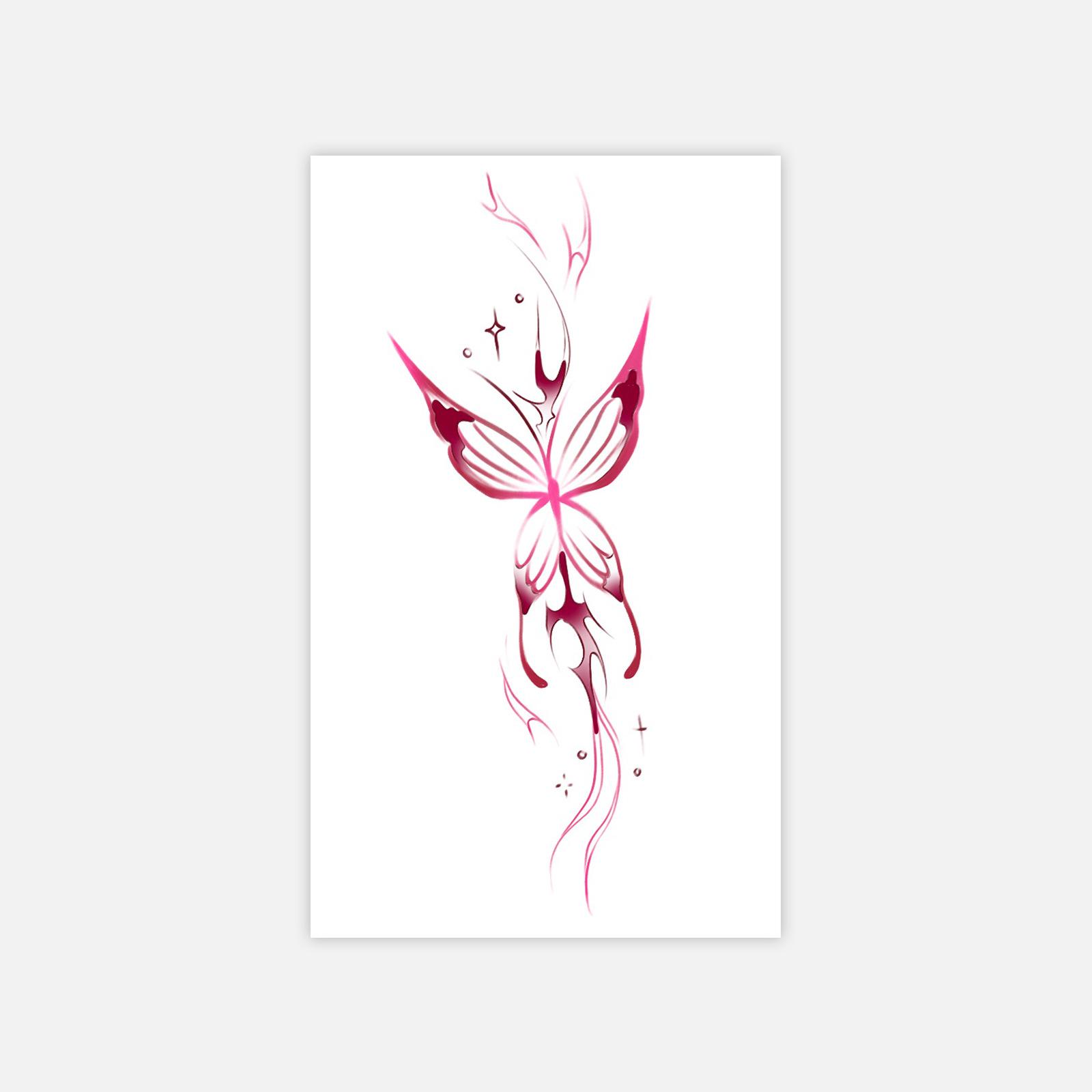 

Burgundy Gradual Change Butterfly Tattoo Sticker, Waterproof And Long-Lasting, Gentle Arm Model, Simulated Tattoo Sticker 6*10