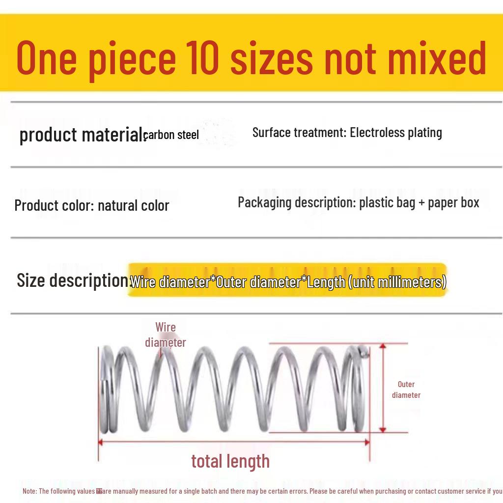 

High Elasticity Spring Steel Shock-Absorbing Compression Spring, 0.8mm Wire Diameter Dia. 0.8mm, OD 5mm, L ~300mm, Pack of 2