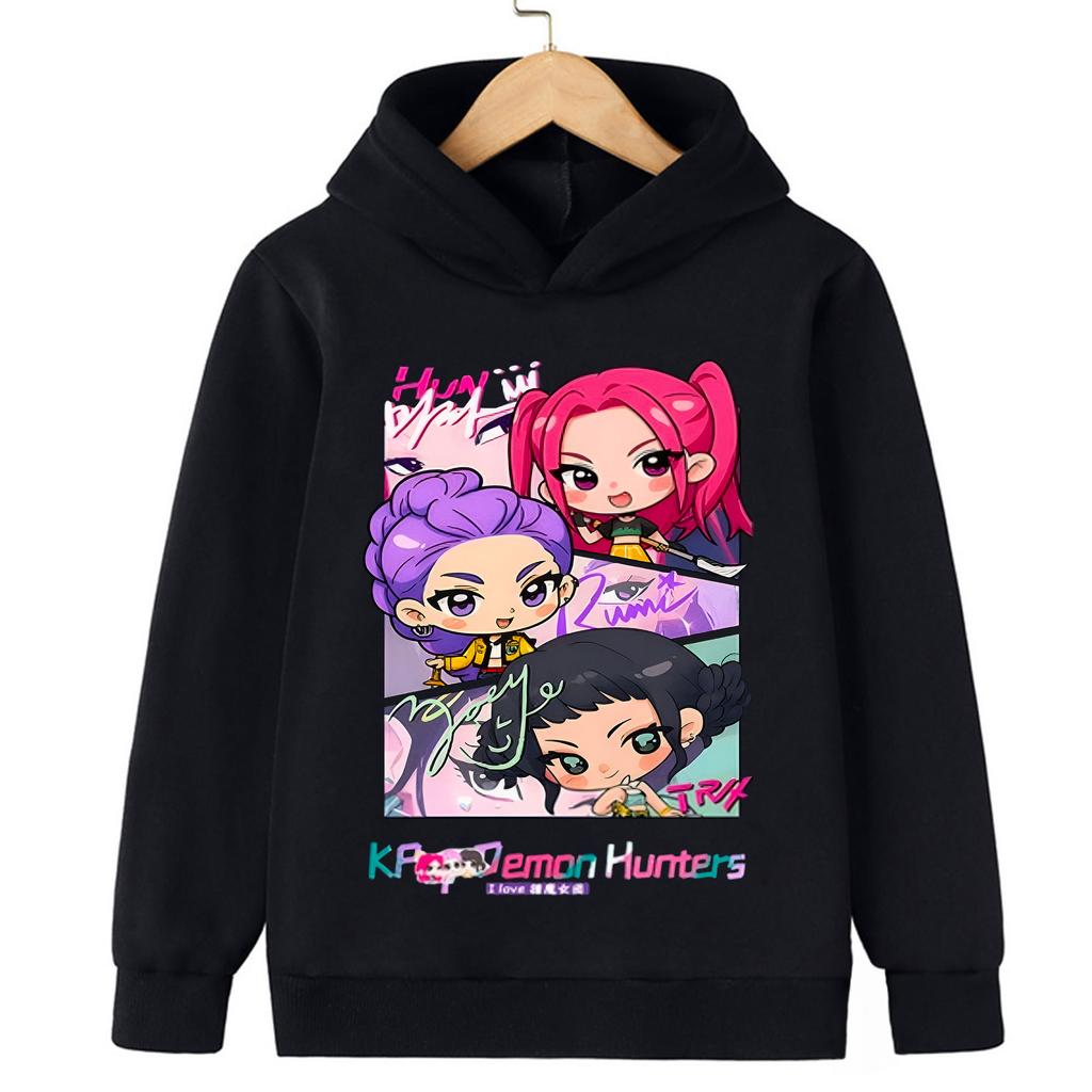 Fall and winter Kpop demon hunter children's hooded sweatshirt cute Kpop demon hunter tiger top Harajuku boys and girls