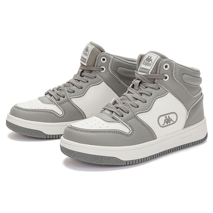 Kappa Durable Mid-Top Retro Basketball Shoes Unisex Sneaker Mushroom-Gray Korean-White K0CZ5CC15-1113