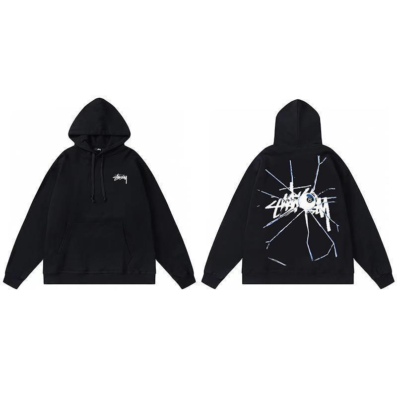 Stussy Mens Hooded Sweatshirt Casual Loose Fit Streetwear Printed Pullover