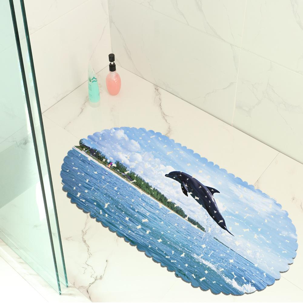 Dolphin Jump Map Balcony Bathroom Mat Hydrophobic Non-Slip Door Mat Swimming Pool Public Places Non-Slip Floor Mat