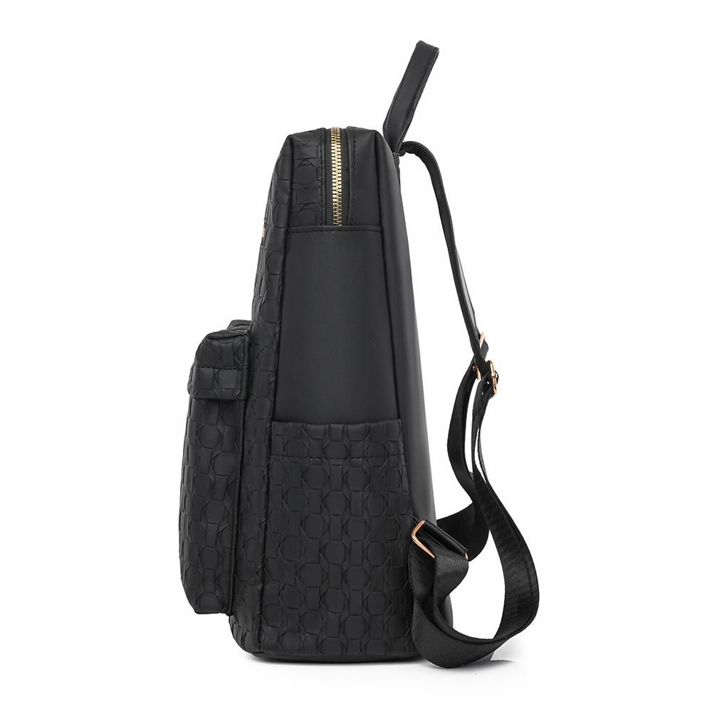 Mochila de Cuero Suave para Mujer Mochila de Gran Capacidad Bolso de Viaje de Color Sólido