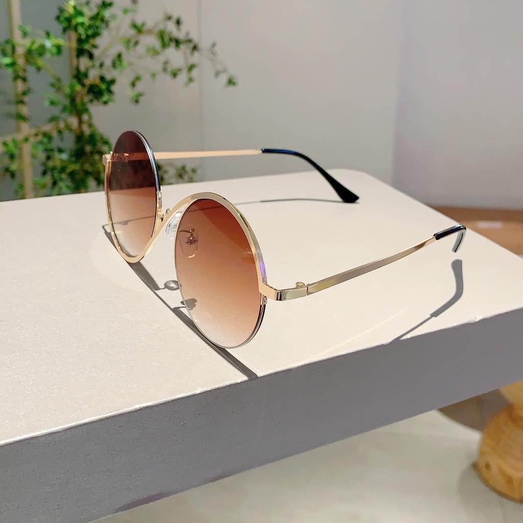 Oversized Round Sunglasses  New In Women Stylish Vintage Semi-rimless Outdoor Shades Trendy Brand Design Sun Glasses