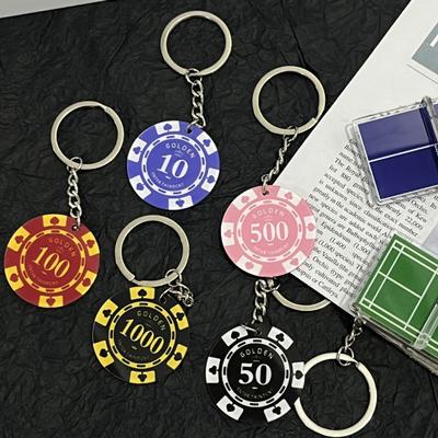 6 Pcs Poker Keychain Bag Decoration Pendant Polished Metal Ring Lightweight Acrylic