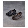Johnature Echtes Leder Ausgeschnittene Keilsandalen mit dicker Sohle Bequeme und atmungsaktive Damen-Schlupfschuhe