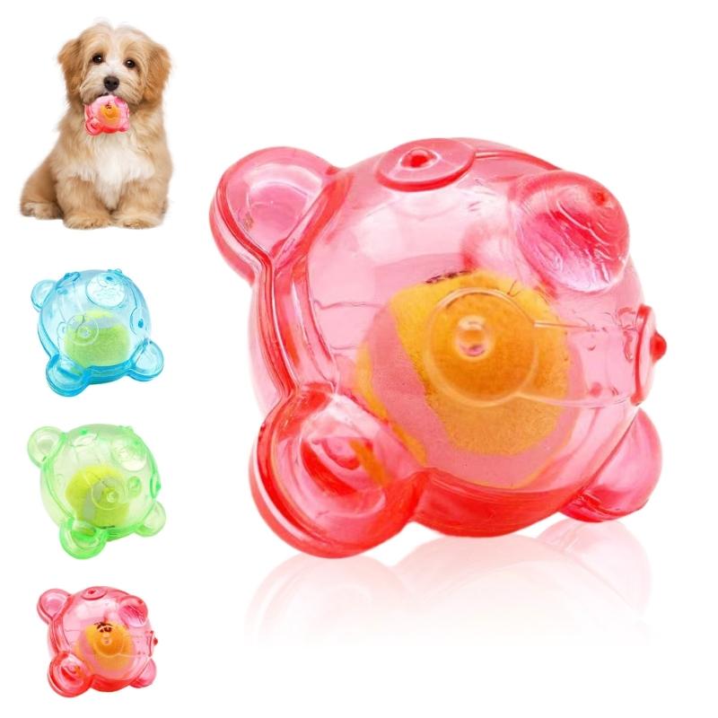 Interaction Dog Chewing Toy Ball with Squeaky Sound and High Bounce for Active Pet Chewing Teething Exercise Toy