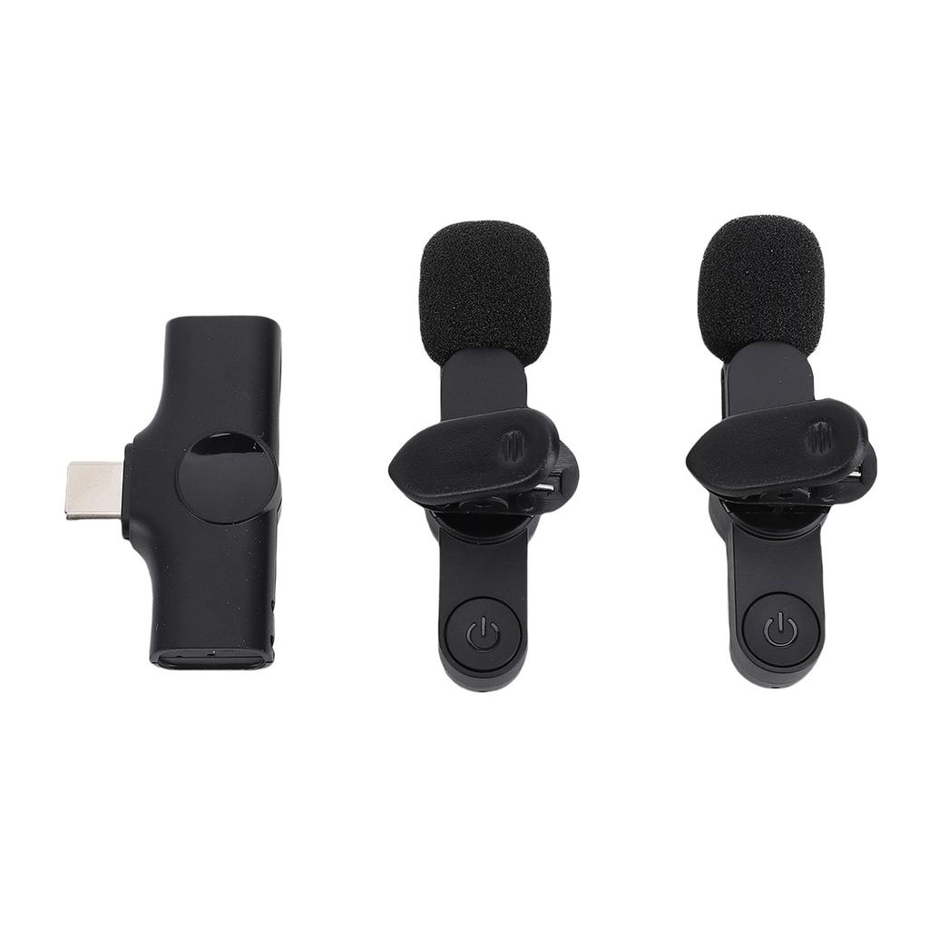 Dual Wireless Lavalier Microphone Noise Canceling Lapel Mic for Video Recording Vlogging Interview L
