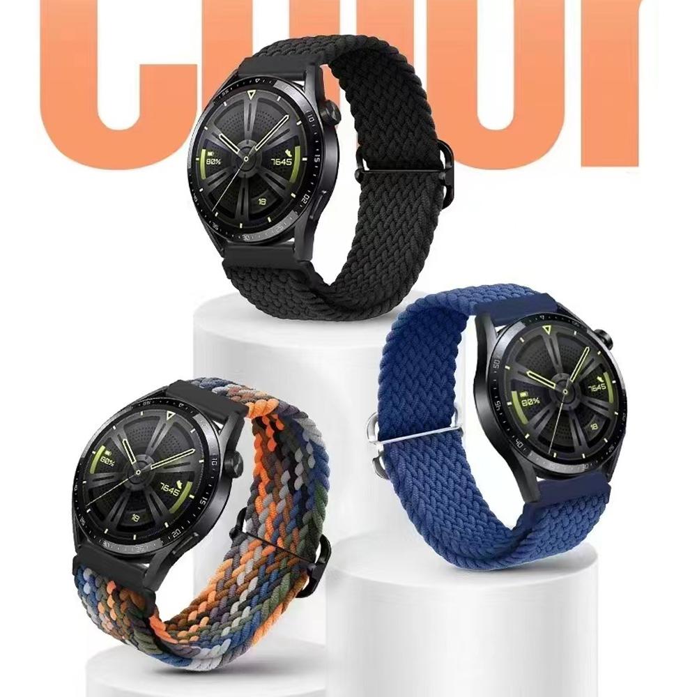 22mm Nylon-Schlaufenarmband für Samsung Watch 46mm/Gear S3/3/4/5/6/7/Huawei Watch GT/2/3/GT5 Pro 46mm Geflochtenes Armband für Amazfit GTR