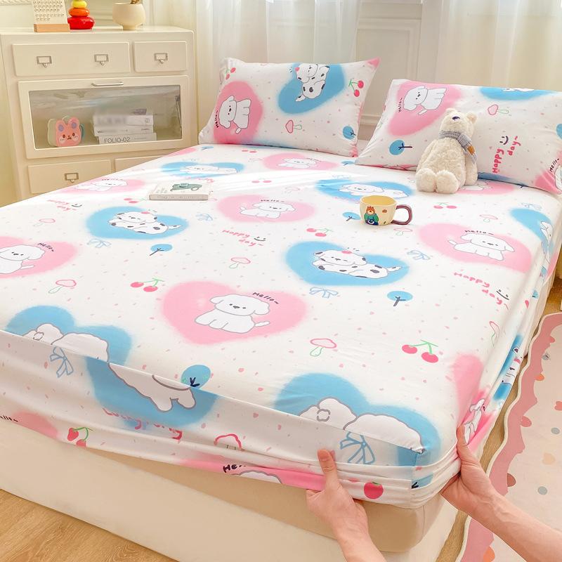 Baby Grade Pure Cotton Fitted Mattress Protector Fresh Washable Cotton Bed Sheet Full Set 3 Pieces Soft Breathable Durable Bed Cover