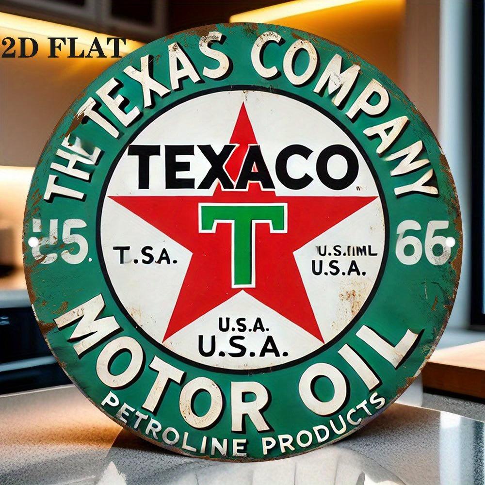 

Vintage Texaco Gasoline Sign. 7.79 circular red & green retro wall art for garage, cafe or kitchen.